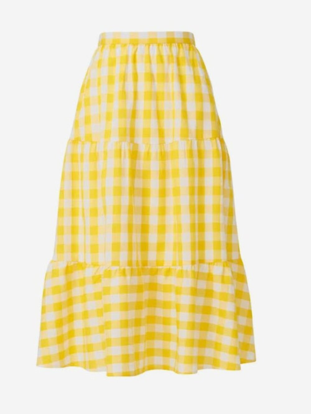 Color Me Courtney Yellow and White tiered midi skirt size 6